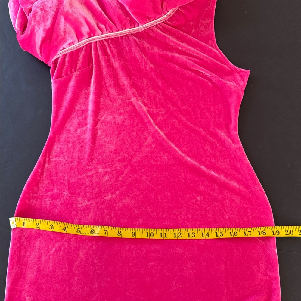 Pink Velvet Off Shoulder Abstract Dress - Picture 11 of 15